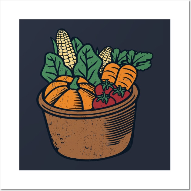 Cute Vegetables and Fruits Wall Art by LineXpressions